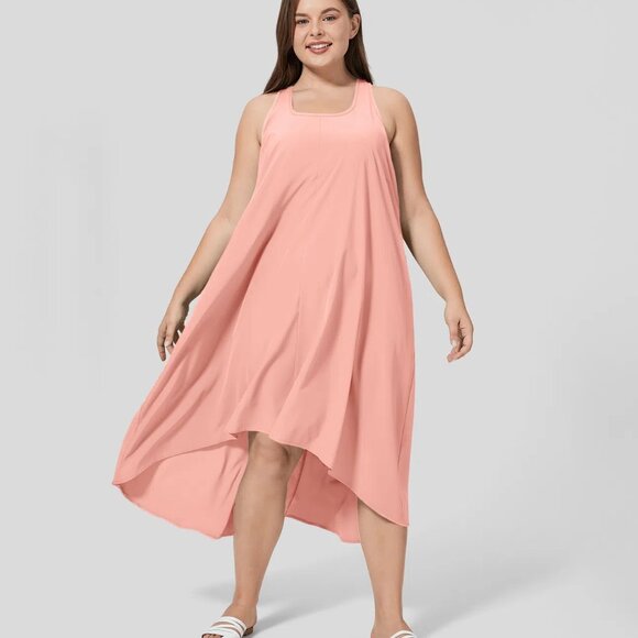 Breezeful Backless Racerback Side Pocket High Low Flowy Midi Quick Dry Casual - Picture 5 of 5